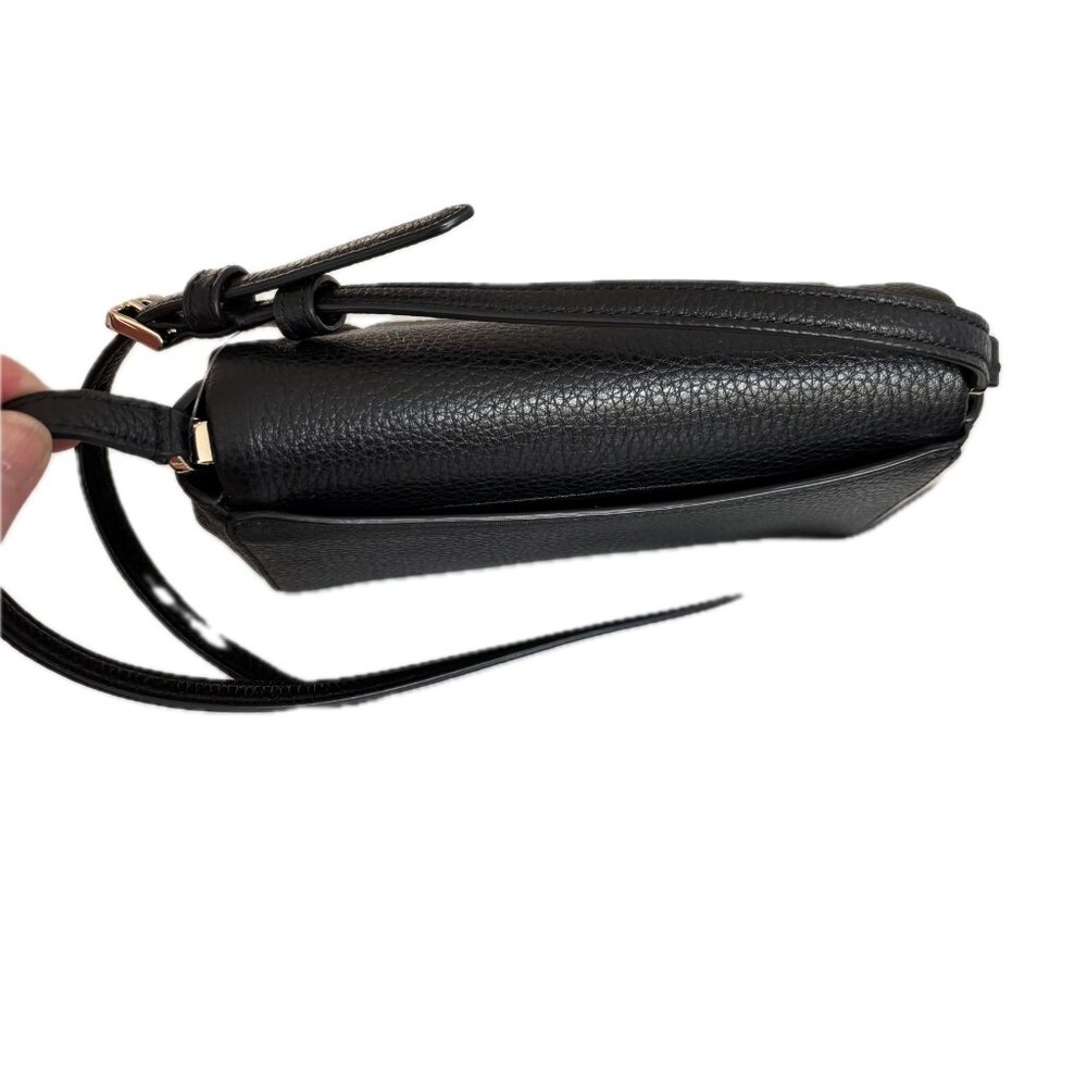 Kate Spade Leila Mini Zip Crossbody Bag in Black Pebbled Leather NEW - Picture 3 of 12